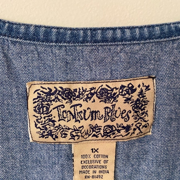 ❌SOLD❌ VTG 90s Tantrum Blues Denim Floral Blossom Vest - Picture 9 of 10